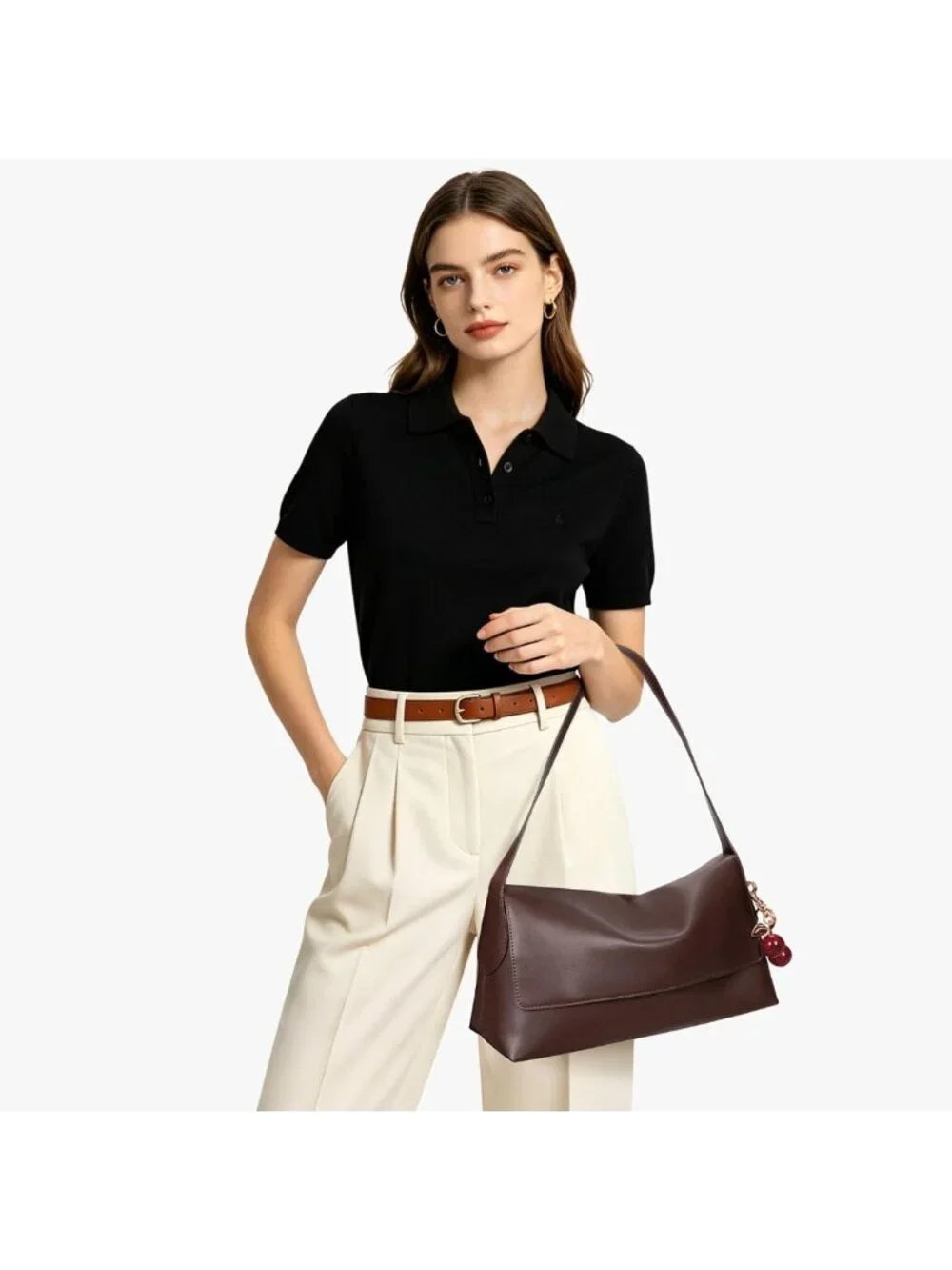 Vintage Large Faux Leather Hobo Bag for Women - Stylish Cherry Shoulder Handbag